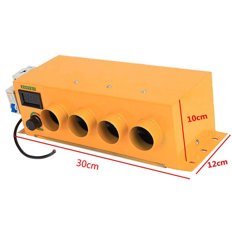 四孔可调12V24V汽车1000W电暖风机货车电暖器车载电暖风机 黄色