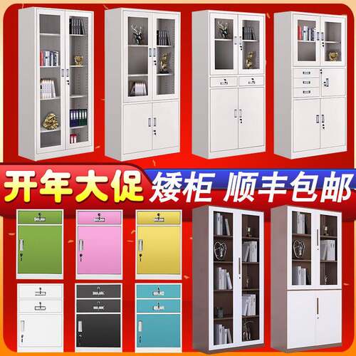 钢制办公室文件铁皮柜档案资料柜矮柜财务凭证柜抽屉带锁储物柜子