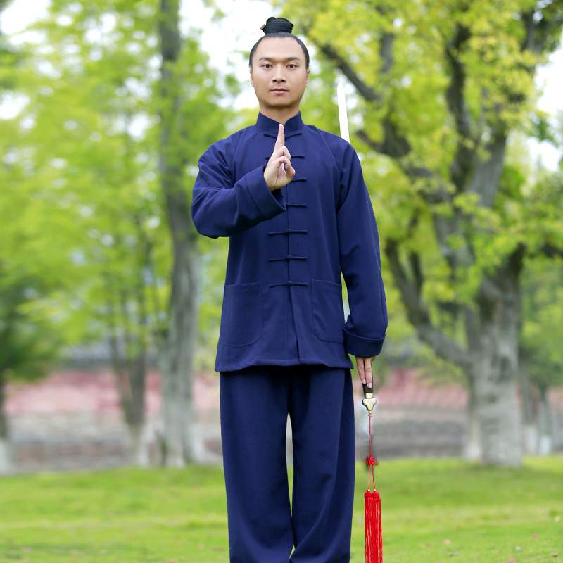 武农男士成人太极服户外晨练服中国风亚麻武术服装太极拳表演