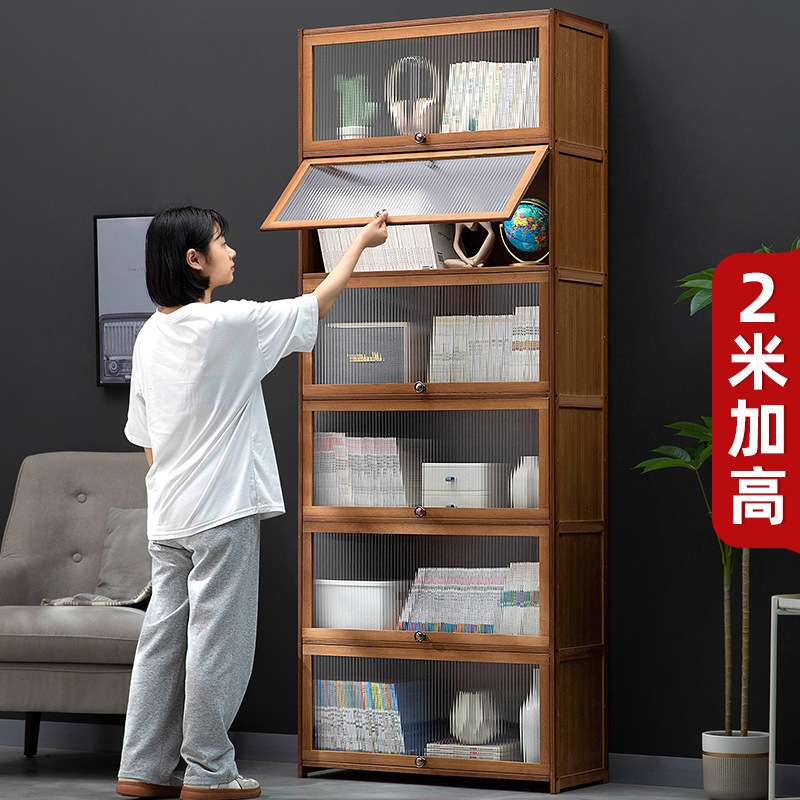 书架书柜置物架带柜门储物柜一体格子柜展示柜落地多层客厅置物柜