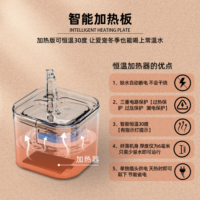 猫咪饮水机流动不插电自动循环宠物饮H水机智能充电小猫喝水器恒