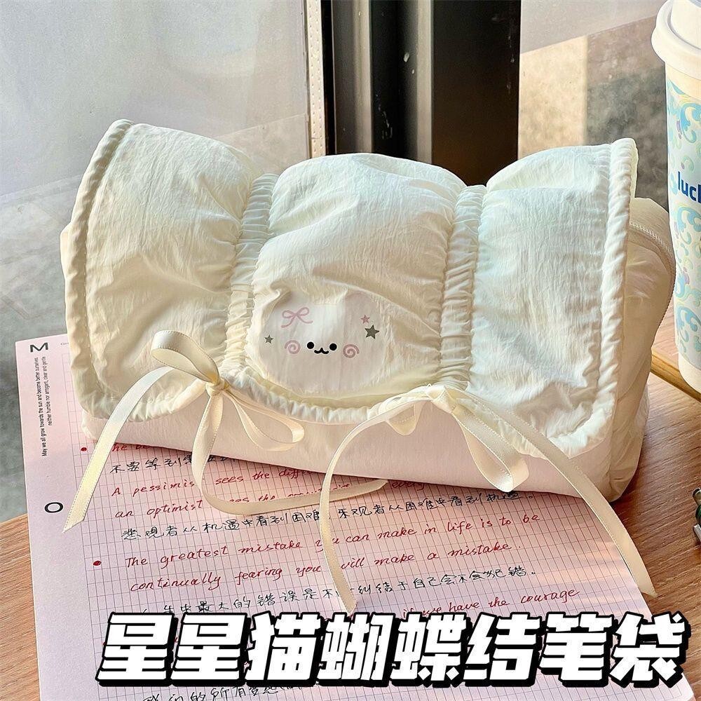 2025新款奶呼呼小猫蝴蝶结笔袋女学生大容量文具袋多功能收纳包