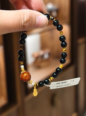 南京鸡鸣代寄大漆系列黑色手串手链女生手链有吊坠精致大气手串