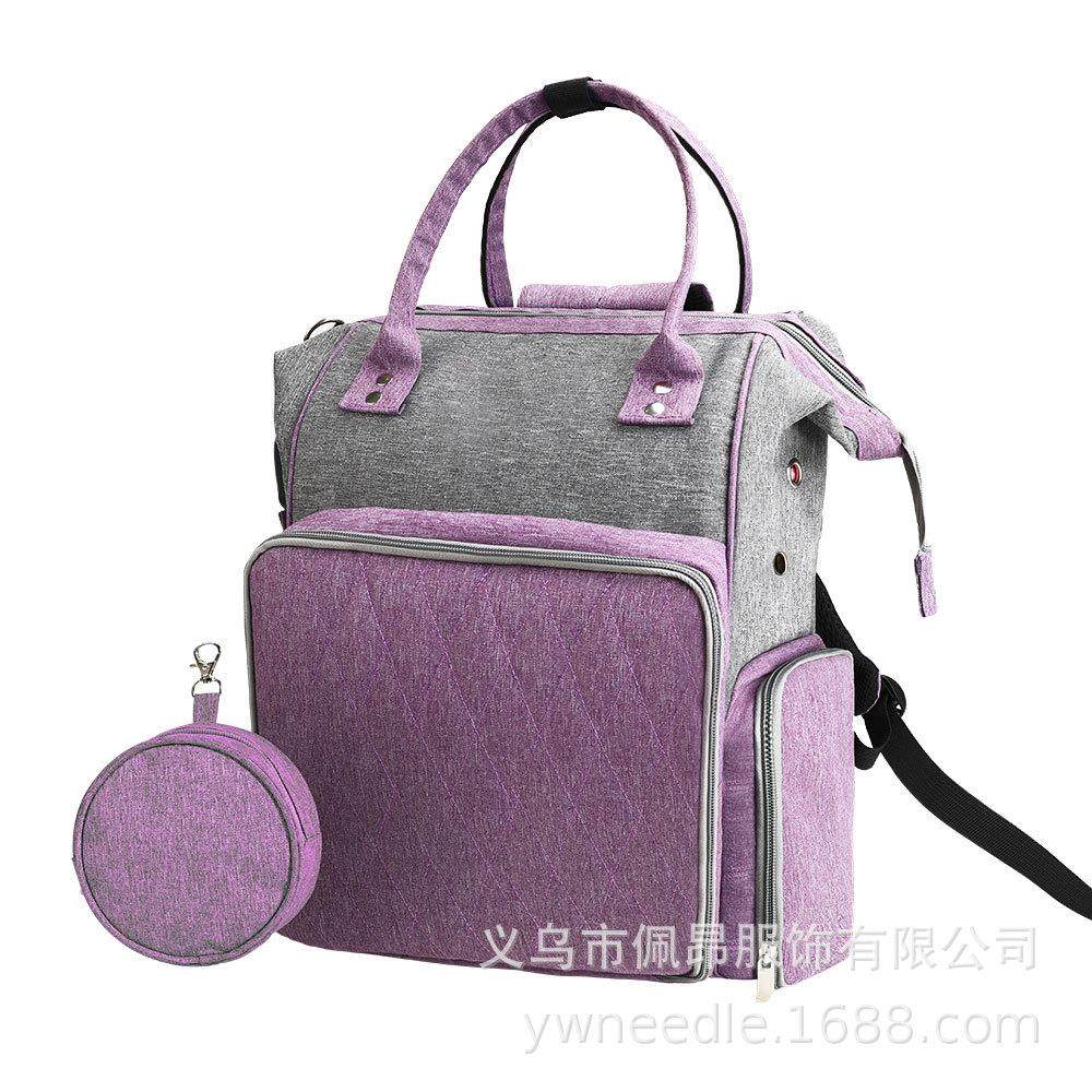 亚马逊毛线钩针收纳双肩背包超大容量双拼色牛津布纱线家用储物袋