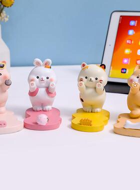 萌物手机座创意可爱动物卡通手机支架少女心树脂礼懒人支撑架摆件