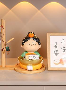 创意唐仕女玄关电视柜摆台乔迁新居装饰用客厅桌面钥匙扣收纳托盘