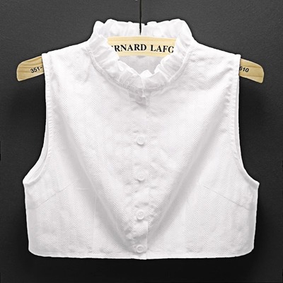 假领子衬衫纯棉装荷叶边配毛衣领