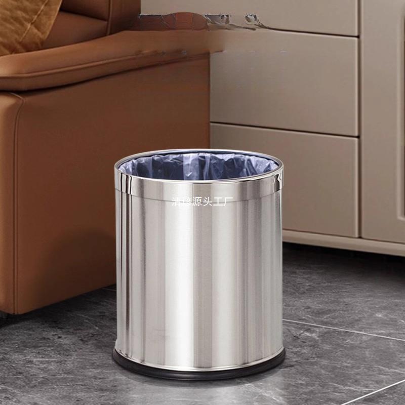 304不锈钢厨房大号商用办公室厕所卫生桶客厅双层无盖家用垃圾桶