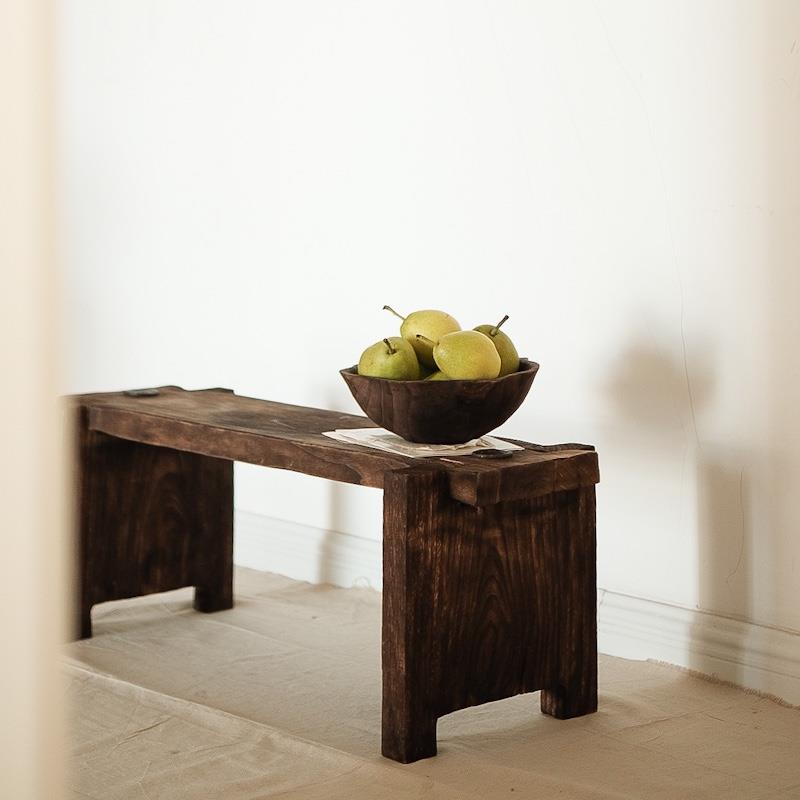 9U实木沙发边几角几浴室沙发茶几床边椅复古手工做旧款艺术家居长