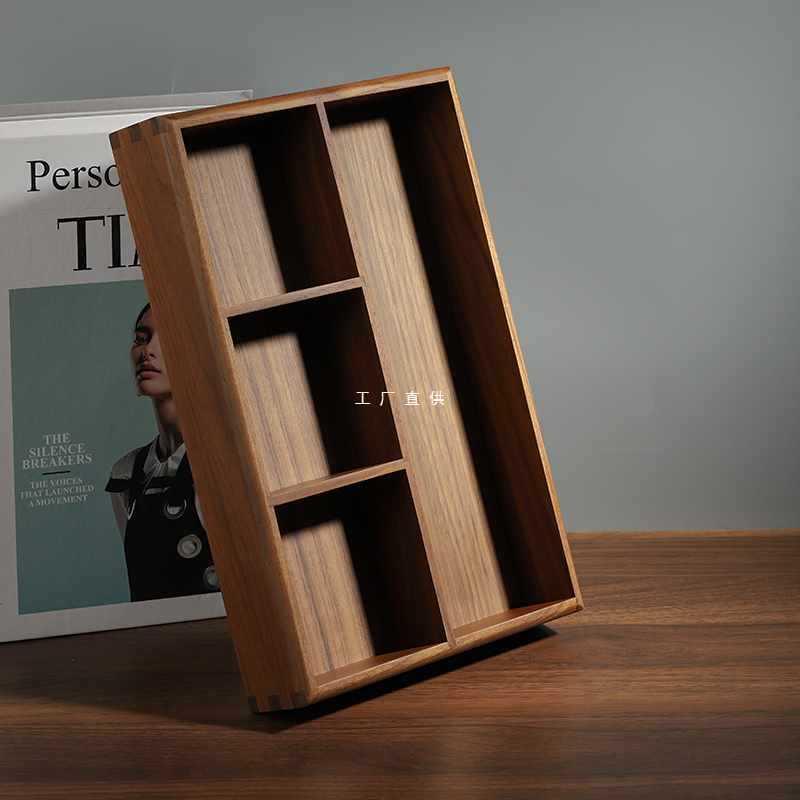 实木桌面茶几收纳盒玄关入户进门钥匙收纳摆件木质长方形家用托盘