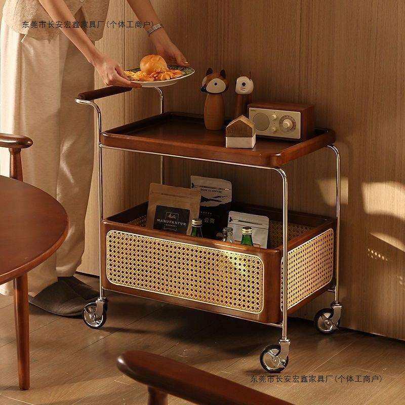 实木移动带轮边几不锈钢收纳中古小推车客厅储物藤编置物简约茶几,玩具/童车/益智/积木/模型,其它,淘宝优惠券,粉丝福利购,淘宝优惠卷