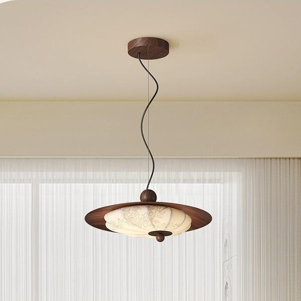 宋代美学餐厅吊灯中国风木纹复古艺术餐桌吧台民宿酒店灯具中山