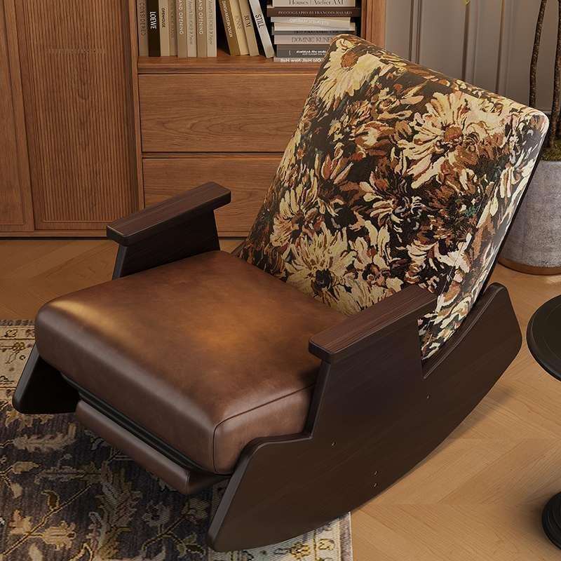 实木复古摇摇椅法式躺椅家用阳台中古风休闲椅单人沙发椅客厅懒人