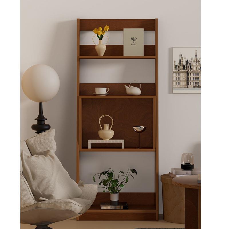 中古置物架子落地实木书架复古靠墙杂志架简约书柜轻奢小户型柜子