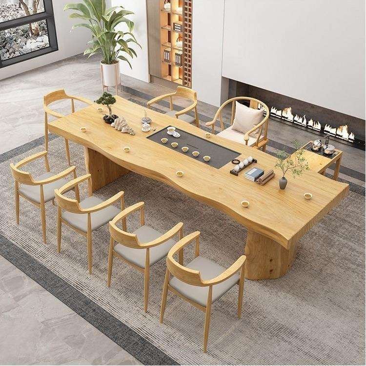 严选新中式整板实木泡茶桌椅家用会客接待洽谈禅意休息区休闲茶台