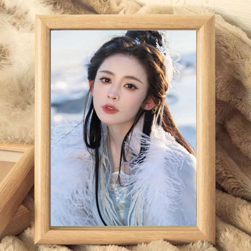 女神古力娜扎同款装饰摆件周边相框摆台定制摆件A4高清图木制相框