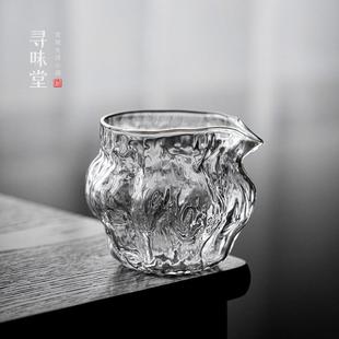 家用功夫茶具 玻璃核桃纹公道杯｜优质耐热玻璃茶海分茶杯匀杯日式