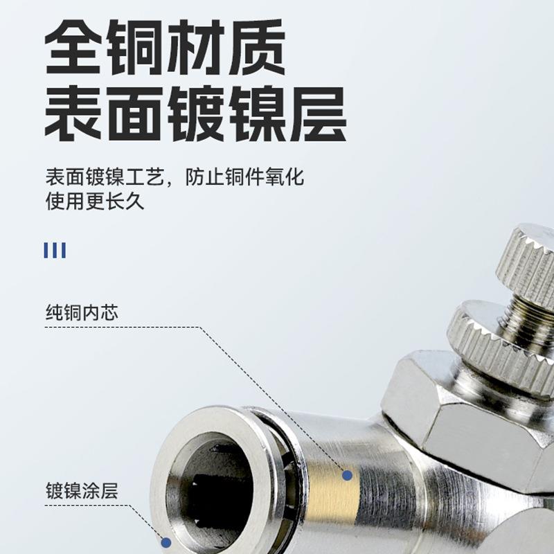 气动709全铜镀镍气管接速头调单向限流气缸节/流SL6-01/阀8-0210-