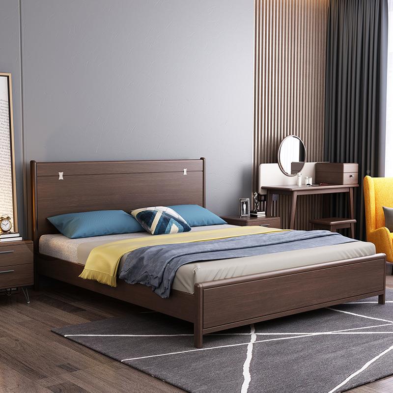 新款北欧1.8简米人实木室床现代约轻奢卧婚BHJ-201床1双.2m单人气