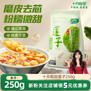 十月稻田莲子250g干货去芯磨皮白莲子旗舰店莲子百合银耳羹