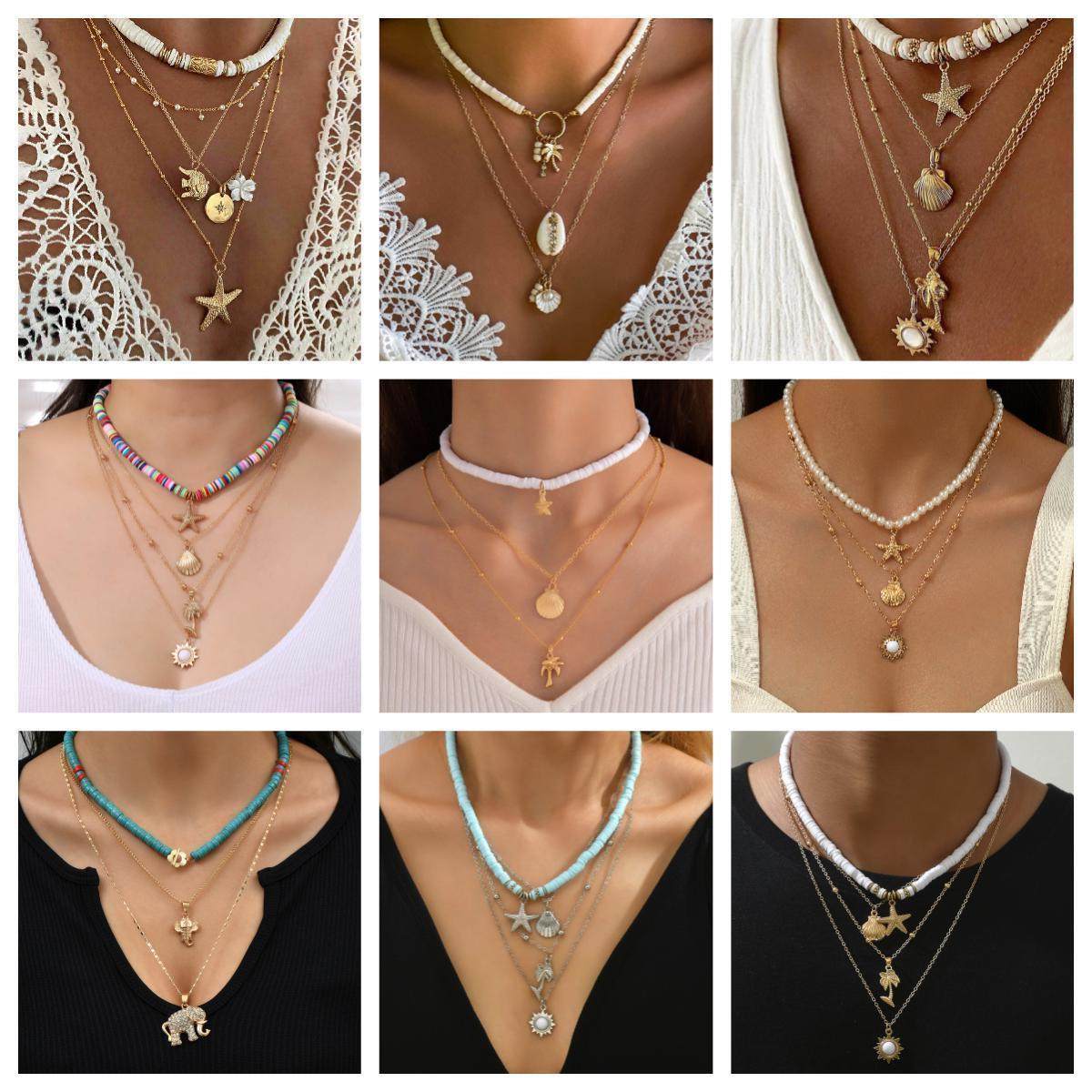 新品时尚个性软陶项链海星椰树百花吊坠长款项链叠戴式锁骨链,饰品/流行首饰/时尚饰品新,项链,淘宝优惠券,粉丝福利购,淘宝优惠卷