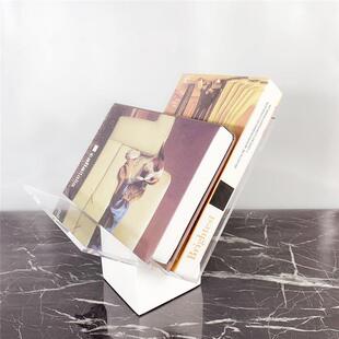 现代简约大理石亚克力书架书档书报夹售楼处软装饰品几何艺术摆件