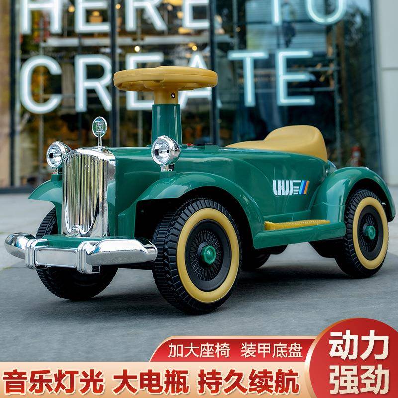 供应儿童电动汽车复古老爷车男女宝宝可坐人四轮音乐玩具车