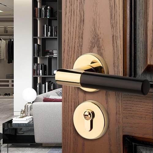 美式木纹室内门锁静音实木房门执手锁家用卧室机械门锁