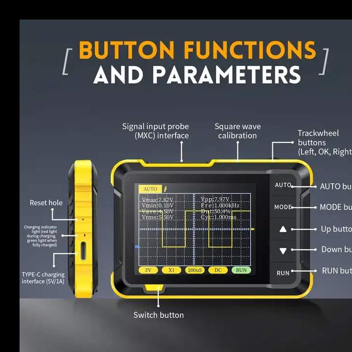 FNIRSI-DSO 152手持小型示波器便携式数字示波表初学者教学维修用