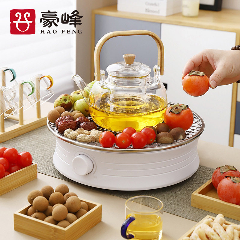 豪峰2025新款围炉煮茶套装室内家用电烤火炉煮茶具器全套茶桌茶壶