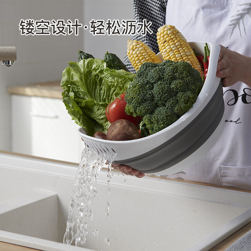 简约创新家用可折叠沥水篮厨房客厅硅胶沥水篮可伸缩果蔬折叠果篮,餐饮具,洗菜盆/沥水篮/漏水筛,淘宝优惠券,粉丝福利购,淘宝优惠卷