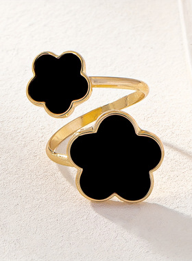 五瓣花戒指热销女高级感时尚优雅百搭幸运五叶草指环直供