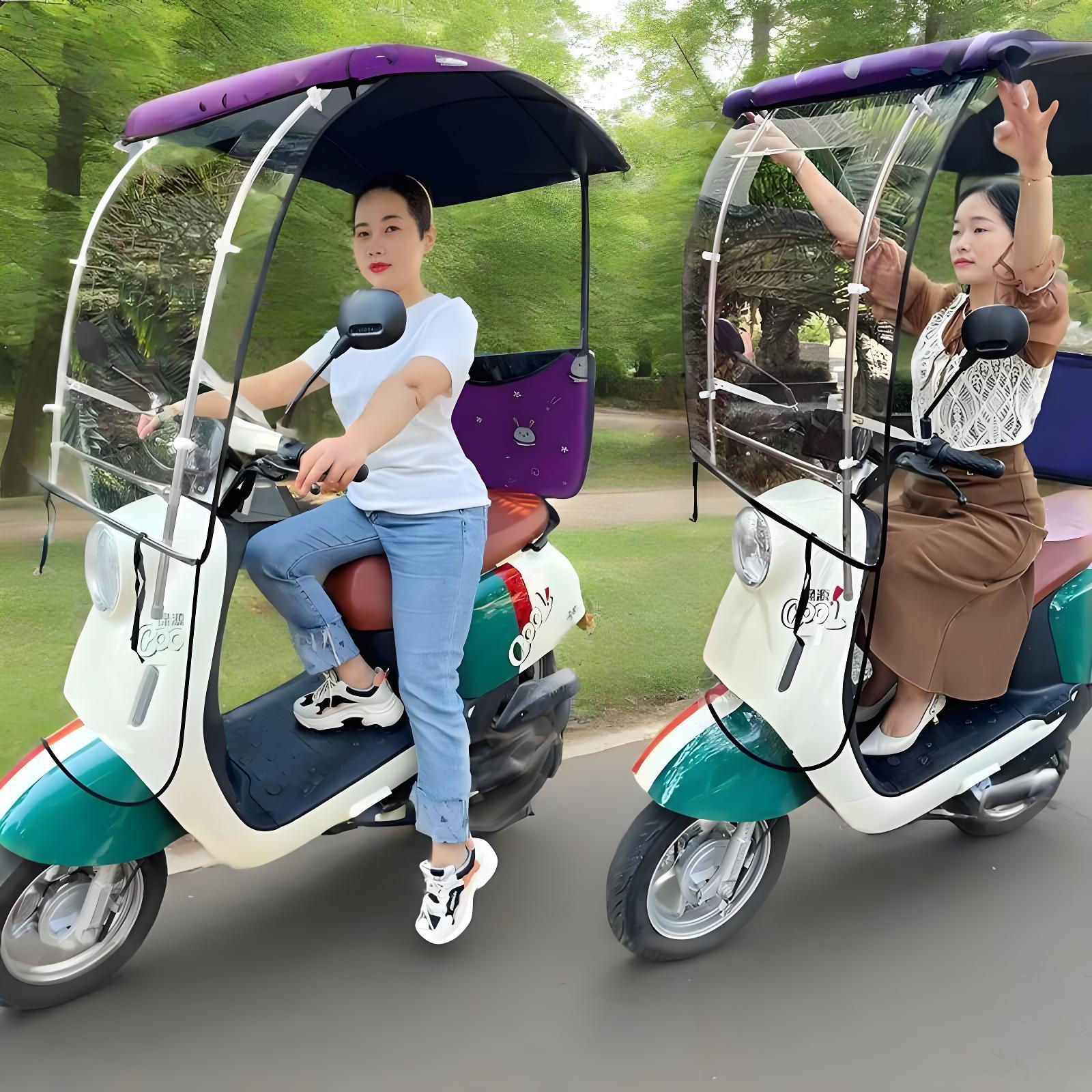 电动车雨棚新款可折叠收缩新款遮挡风玻璃雨摩托 托三轮车篷电动