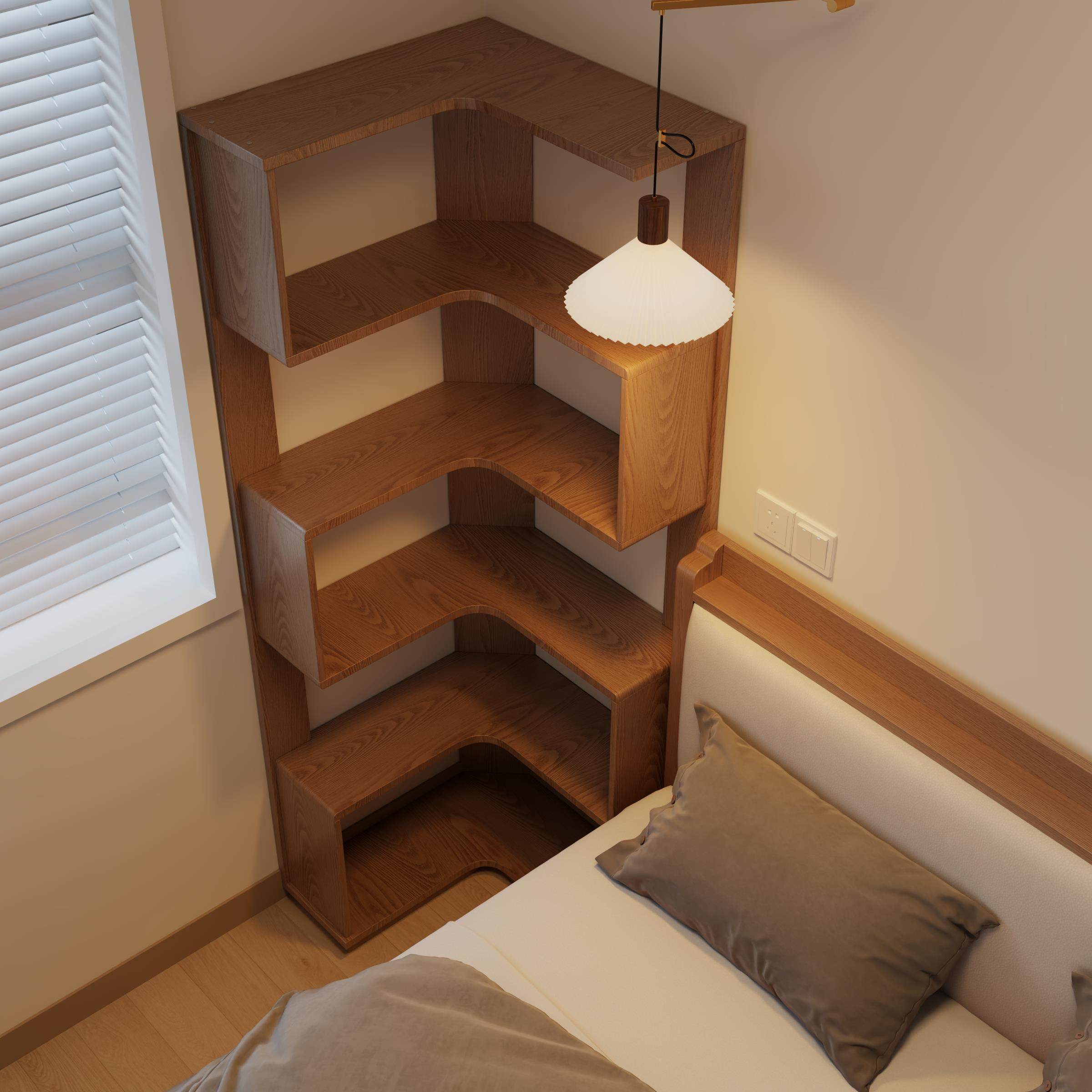 顾尘实木转角书架落地置物架家用客厅角柜墙角收纳架简易拐角书柜,住宅家具,书架,淘宝优惠券,粉丝福利购,淘宝优惠卷