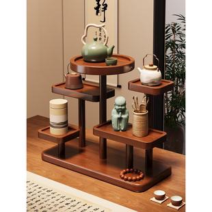 中式桌面杯架博古架茶室茶具紫砂壶摆放架子桌上多层摆件展示架子