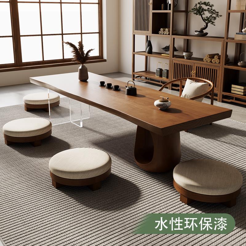 日式榻榻米茶桌原木压克力悬浮矮茶几桌民宿侘寂风泡茶桌阳台炕桌