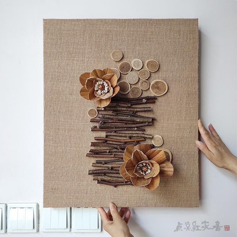 侘寂风中式电表箱装饰画立体花艺遮挡画电箱壁饰民宿东南亚复古风