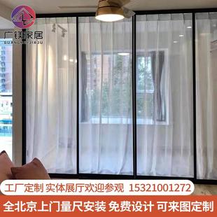北京定制铝镁合金极窄厨房客厅复古三联动推拉门隔断卫生间玻璃门