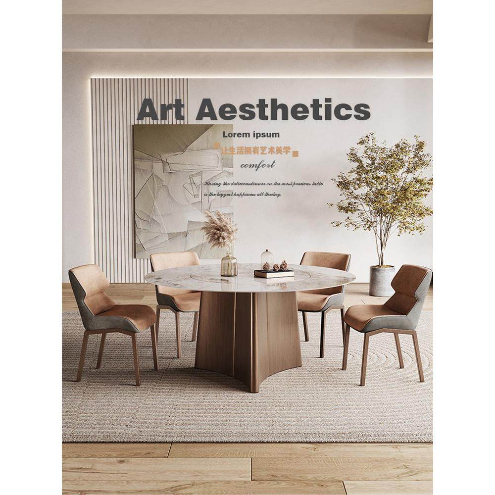 明亮的石板餐桌圆桌，内置转盘隐形电磁炉小公寓圆桌供家庭使用10,住宅家具,岩板餐桌,淘宝优惠券,粉丝福利购,淘宝优惠卷