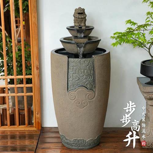 室内客厅玄关香炉流水摆件 电视柜旁边落地摆件水循环鱼缸池喷泉