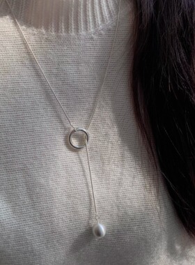 PAPANI趴趴妮12/05 银色圆环层次感流苏长款项链毛衣链