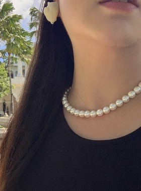 法式贵气珍珠项链不掉色高级感