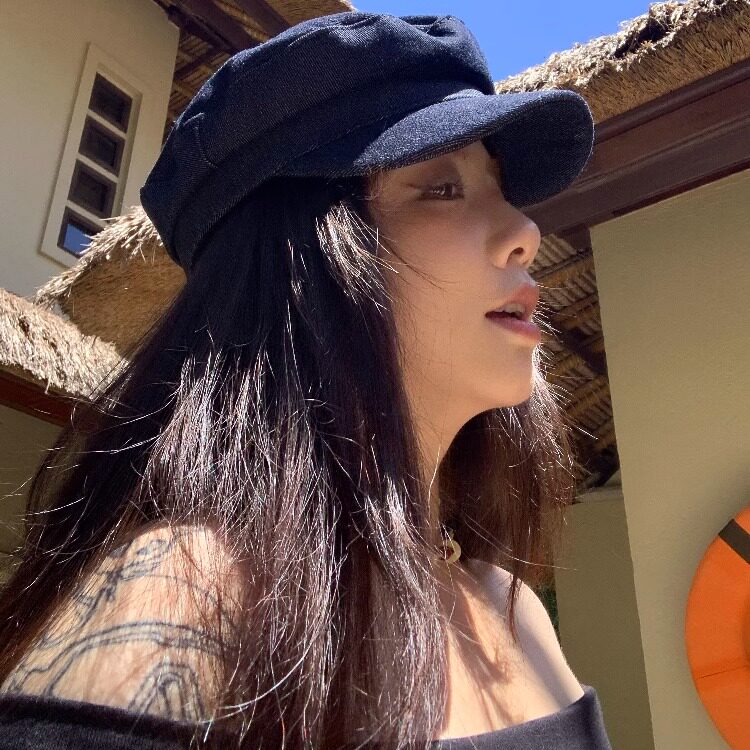 PAPANI版型超正英伦复古深色牛仔报童帽平角帽春夏女