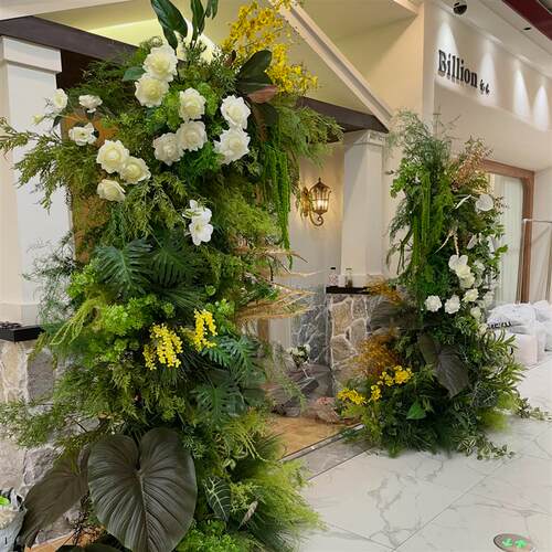 森系仿真绿植造景植物绣球蝴蝶兰咖啡店服装店氛围布置门头墙装饰
