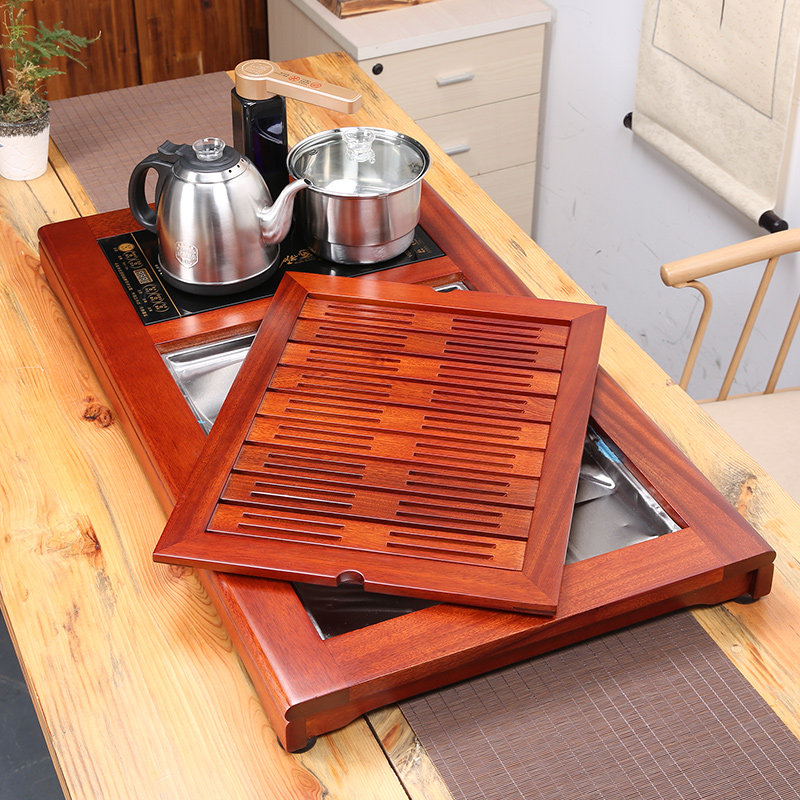 鸡翅木大号实木茶盘全自动茶台一体式烧水功夫高档家用茶具套装