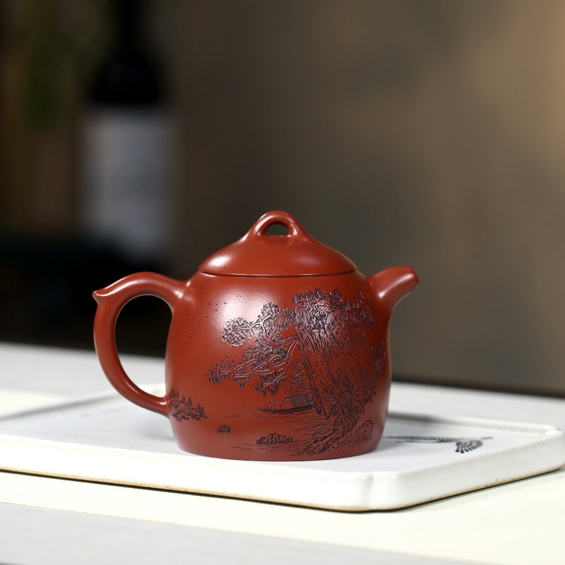 宜兴紫砂壶纯手工紫砂茶具朱倩冰大红袍家用泡茶壶江山风月秦权壶