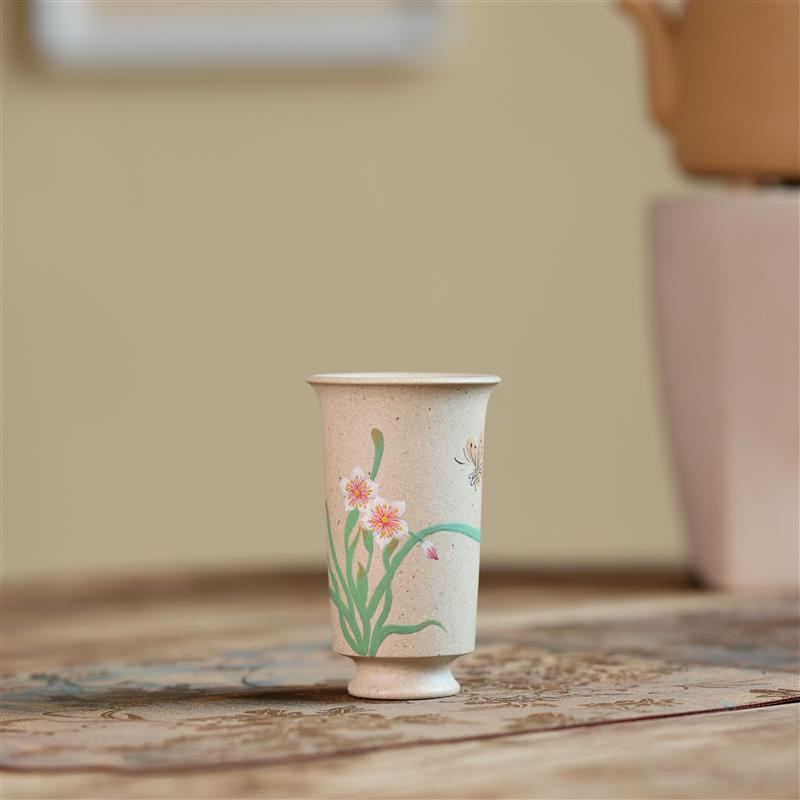 宜兴紫砂主人杯品茗杯闻香杯茶杯中式茶具套装手工泥绘原矿60cc