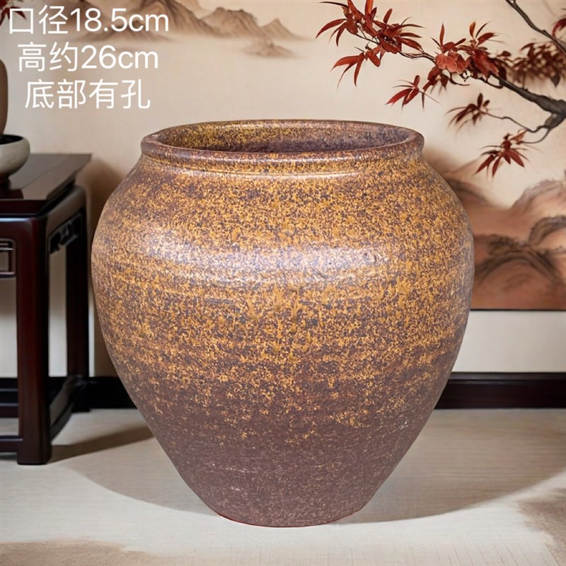 透气素烧粗陶罐高筒老桩绿植陶盆大口径多肉盆特大号月季陶瓷花盆