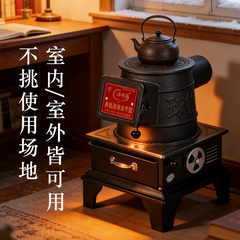 新款球铁采暖炉加厚铸铁取暖炉柴火家用农村通炕煤炭生铁室内炭炉
