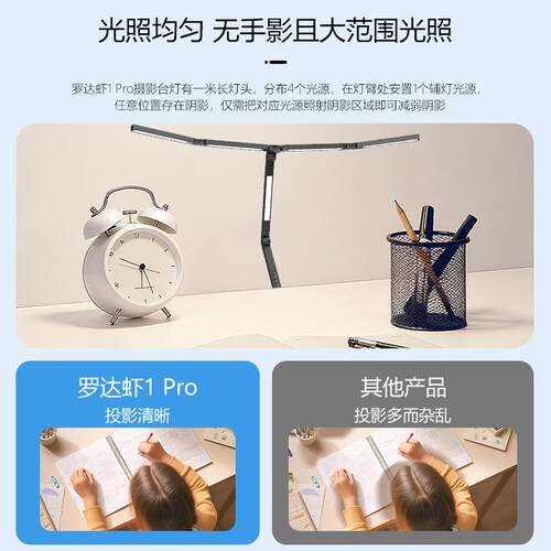 罗达虾1 Pro摄影台灯模型BJD专用桌面可夹式三折叠护眼工作补光灯